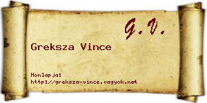 Greksza Vince névjegykártya